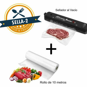 Sellador al Vacio Sella-2 ( Incluye rollo de bolsas de 10 MT para sellar) - Cool Tec Peru